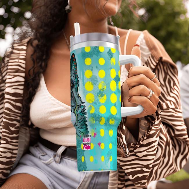 Preview: Tumbler mit Hundemotiv Eddy - Edelstahl, Becher, 1L, mit Strohhalm, bunt, Motive in Digitaler Popart, Mischling, Mix, Deutscher Schäferhund
